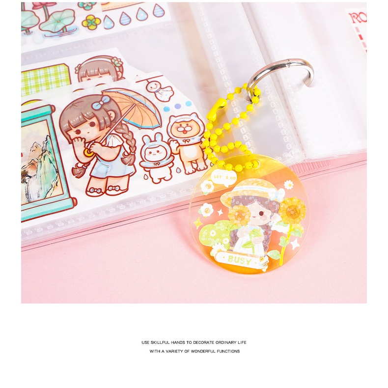 Peach 2Pcs Cute soft cute cartoon character stickers Journal Scrapbook Decor Sticker
