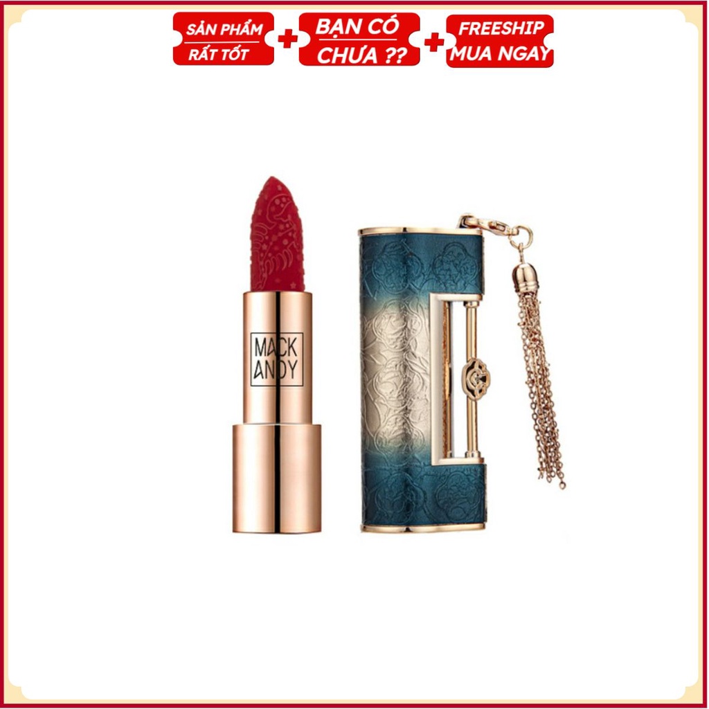 PVN25186 Son lì MACKANDY trang điểm mịn như kem vỏ hình ổ khóa họa tiết hoa T2