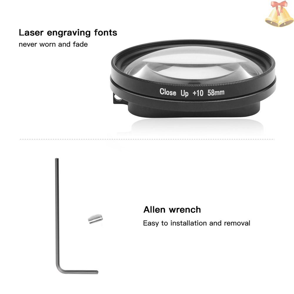 ONE 58mm Macro Lens 10x Magnification Close Up Lens for Gopro Hero 7 Black 6 5 Black Waterproof Case for GoPro Accessory