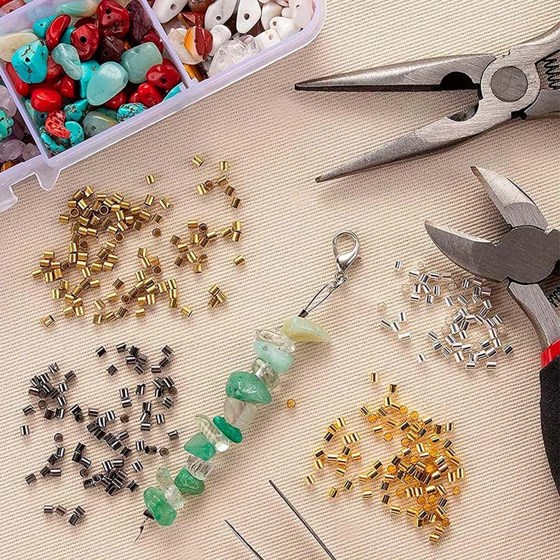 Bộ 500 Hạt Kim Loại 1.5/ 2mm Nhiều Màu Làm Trang Sức Thủ Công