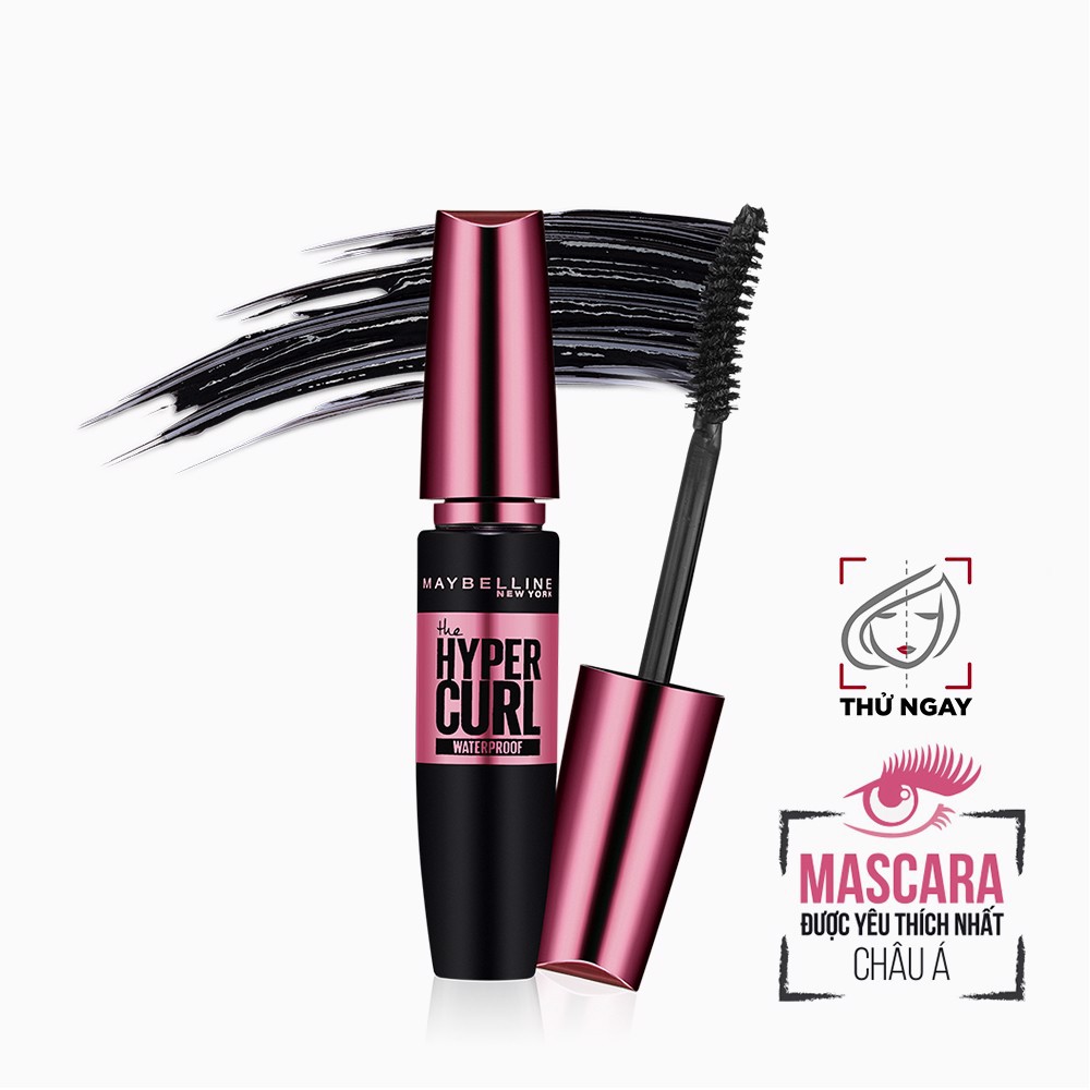 Mascara Dài Mi Và Cong Mi Maybelline New York Hyper Curl Waterproof Chuốt Mi Đen Không Lem Không Trôi 9.2ml