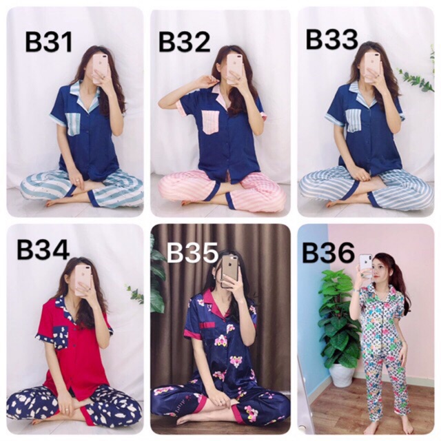 Đồ bộ lụa hoạ tiết áo cộc - quần dài | BigBuy360 - bigbuy360.vn