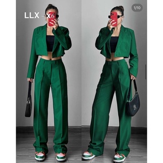 Set áo vest lửng quần suông