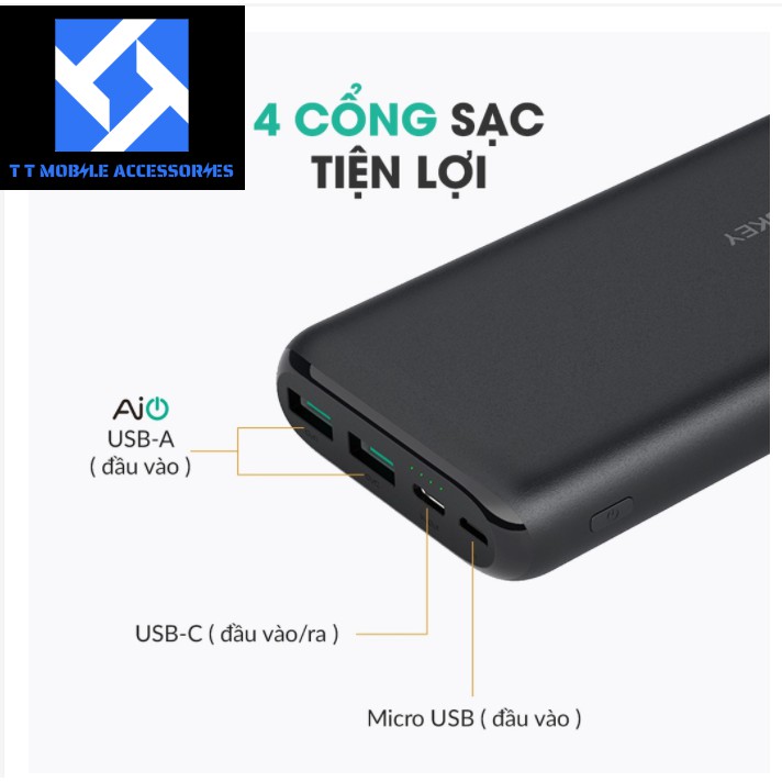 Pin sạc dự phòng Aukey PB-XN20 20.000 mAh, chính hãng Aukey VIETNAM, hàng mới 100%, Bảo hành 1 đổi 1 trong 24 tháng