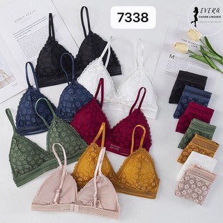 Áo lót bra ren hoa mini mút mỏng cài sau - bra 7338