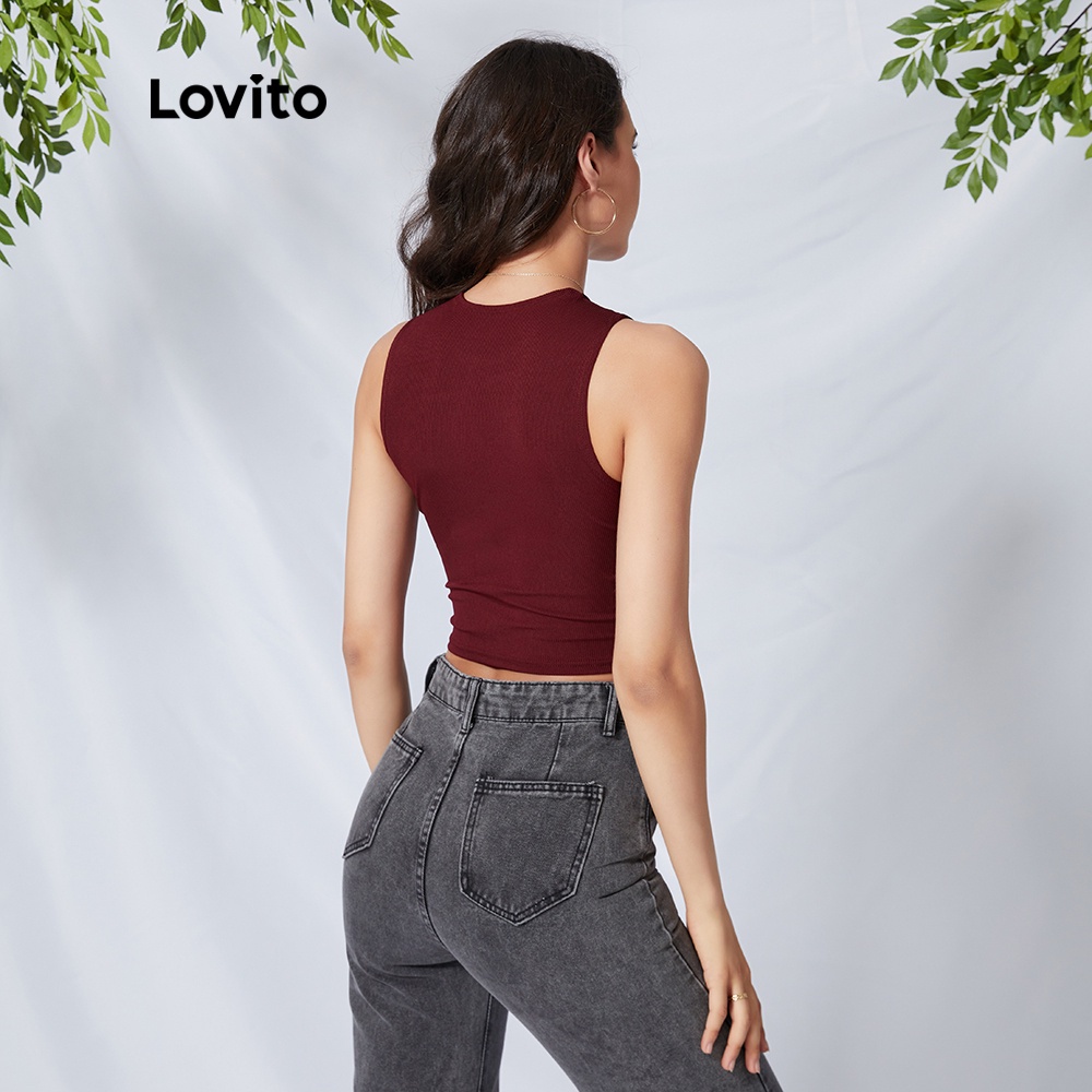  Lovito Áo crop top không tay màu sắc đơn giản L09125 | BigBuy360 - bigbuy360.vn