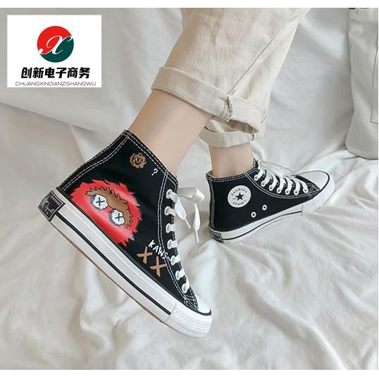 ALL STAR Champs Giày Canvas Cổ Cao In Hình Kaws Độc Đáo Thời Trang 1301