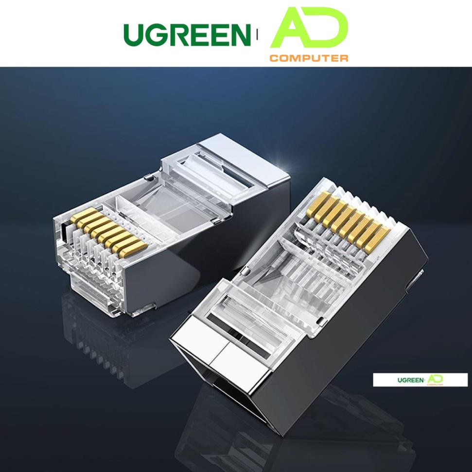 Đầu bấm mạng RJ45 UGREEN NW111 cho dây CAT6, bọc inox chống nhiễu - Hàng phân phối chính hãng - Bảo hành 18 tháng