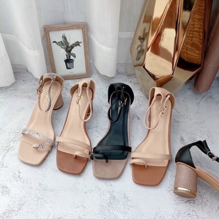 Sandal cao gót xỏ ngón thời trang gót trụ cao 6cm