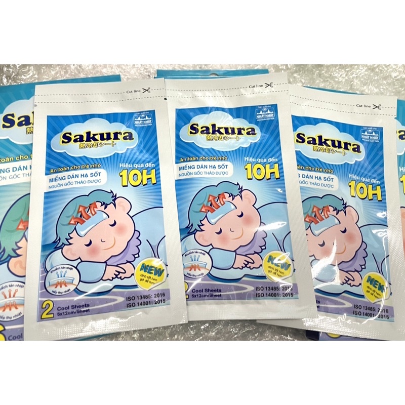 MIẾNG DÁN HẠ SỐT CHO BÉ SAKURA [ BỊCH 2 MIẾNG/ HỘP 3 BỊCH]