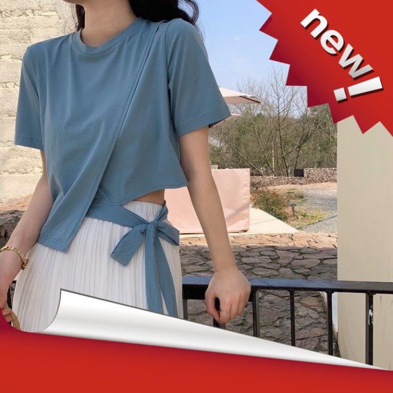 Áo crop top tay ngắn thiết kế bất cân đối gồm 4 màu sắc tùy chọn dành cho nữ 364 !