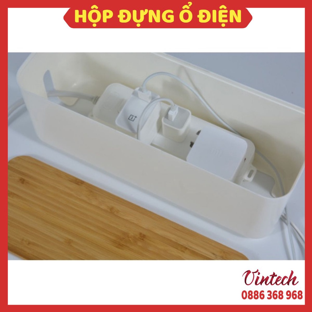 Hộp Đựng Ổ Cắm Điện An Toàn Cho Bé và Gia Đình Nhựa ABS Nắp Gỗ Đựng Dây Điện, Sạc Cáp Chống Rối, Chống Cháy Nổ