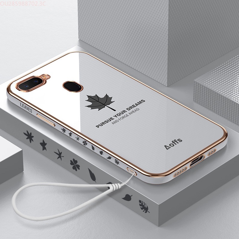 Ốp Điện Thoại Siêu Mỏng Hình Lá Phong + Dây Đeo Cho OPPO A5S A3S F1S A12 A7 A1601 CPH1803 CPH1901 A1601fw CPH1909 CPH2083 CPH1853