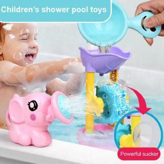 1 Set Fun Bath Toy Shower Spray +Water Waterwheel Bathtub Kids For Bathroom G4T3