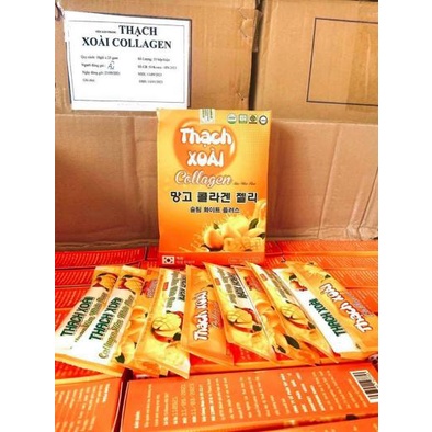 COMBO 3 HỘP, Thạch xoài collagen chính hãng,hộp 10 gói thạch xoài hỗ trợ giảm cân làm đẹp da hiệu quả