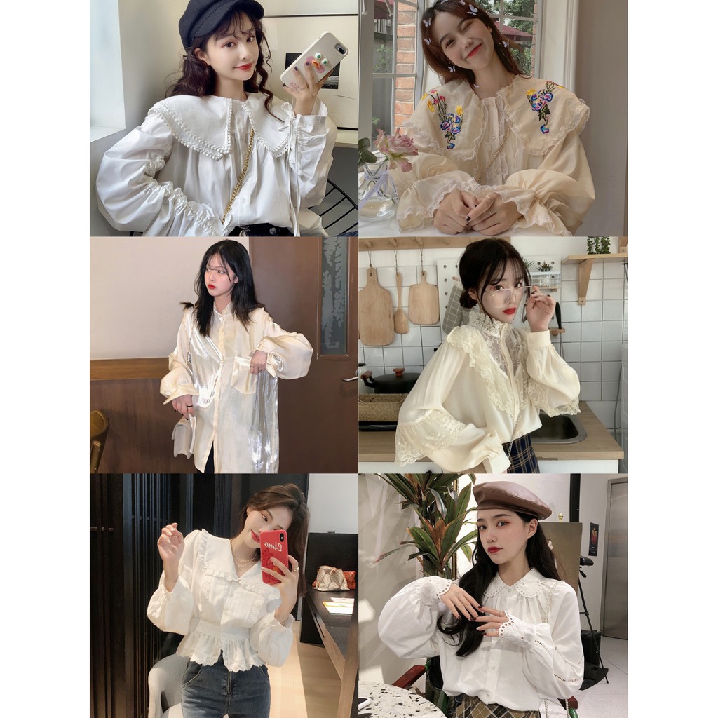 ( Sẵn mẫu 11 ) Áo sơ mi tiểu thư ulzzang AK813 kèm ảnh thật mẫu 1