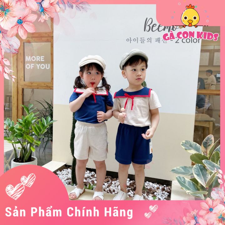 Xả kho Bộ đồ cotton Thủy thủ cho bé trai bé gái 10-23kg