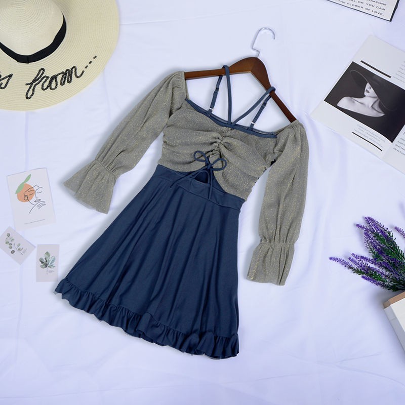 Tủ đựng & Hộp lưu trữÁo tắm một mảnh nước nóng màu đỏ lưới xẻ tà kiểu suối mới của Hàn Quốc với tay dài thướt tha | BigBuy360 - bigbuy360.vn