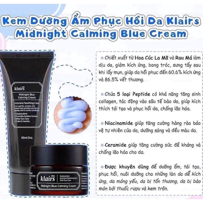Kem dưỡng Klairs Midnight Blue Calming Cream 30ml & 60ml