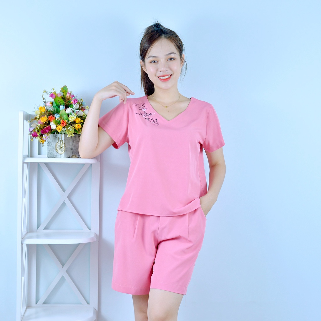 Bộ đồ nữ MÀU HỒNG ĐẬM IN HOA VAI SIÊU XINH   - vải lụa cao cấp - Cực Kì Sang Chảnh - Qúy phái