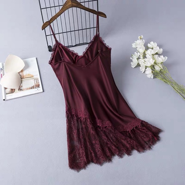 (46-65kg ) Sx 692 váy ngủ lụa satin phối ren -đồ ngủ cao cấp -KellyWang | BigBuy360 - bigbuy360.vn
