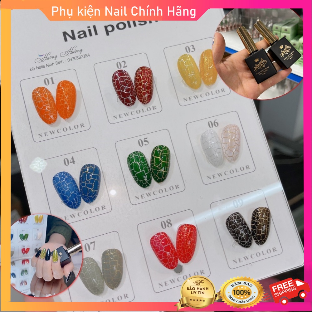 Set sơn gel nứt 9 màu angel lẻ chai 15ml, nước sơn móng tay nứt trắng, đen chất sơn đậm đặc nghi thảo, very good nail