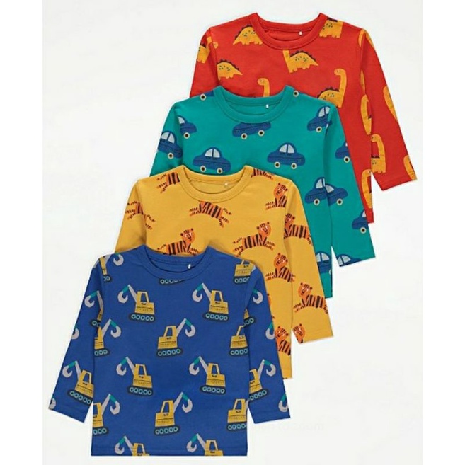 Set 4 áo cotton dài tay cho bé trai G.eorge A.uth size 12/18m đến 3/4y