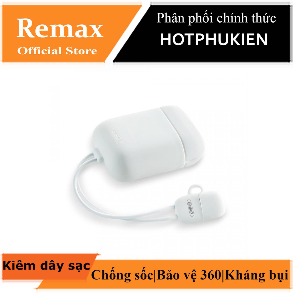Bao case silicon chống sốc kiêm dây sạc cho tai nghe Apple Airpods / Earpods chính hãng Remax