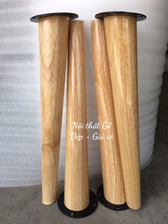 CHÂN GỖ BO TRÒN LÀM CHÂN BÀN GHẾ CAO 10 - 50cm + KÈM PÁT SẮT - Đã sơn chống thấm & mối mọt