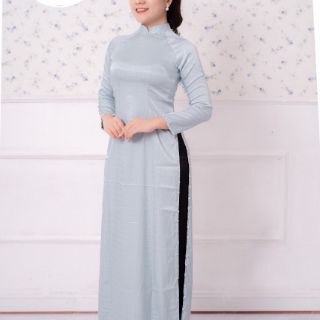 ÁO DÀI LỤA VÂN GỖ CỔ KẾT HẠT( ÁO RIÊNG QUẦN RIÊNG)