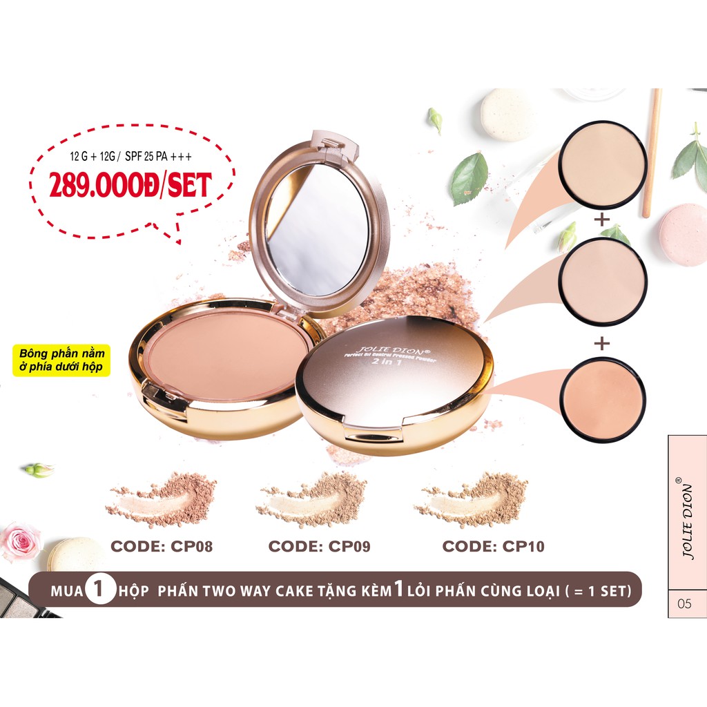 PHẤN PHỦ SIÊU MỊN Jolie Dion Whitening two-way cake 2 in 1