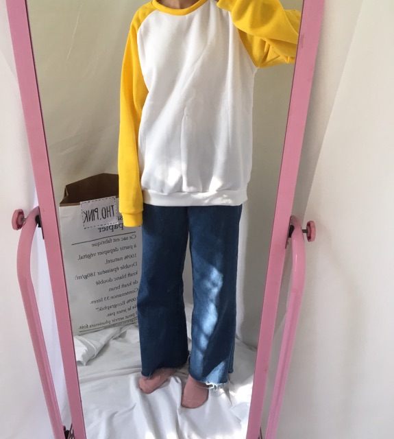 Order áo raglan nỉ dài tay ulzzang chất siêu dày dặn -có hình thật