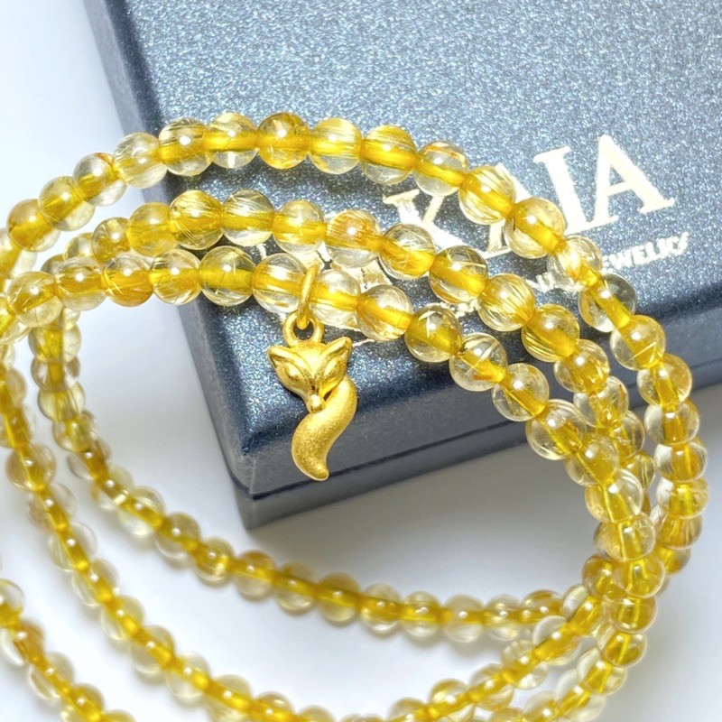 Vòng tay phong thủy tóc vàng mix tỳ hưu 24k - KAIA