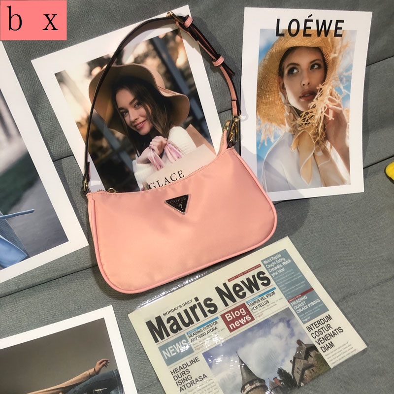 Túi Đeo Vai/Xách Tay Hình Tam Giác Bằng Nylon Màu Trơn Đơn Giản Phong Cách Âu Mỹ Thời Trang Cho Nữ gues2021