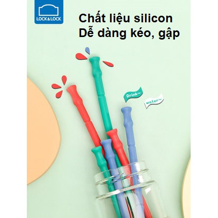 ❄Ống hút silicone ❤️LOCK & LOCK❤️ dùng nhiều lần, có thể gập lại, có kèm cọ vệ sinh dễ dàng