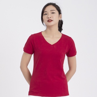 Áo thun nữ cổ tim - Đỏ đô