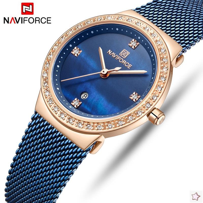 Naviforce Đồng Hồ Quartz Nữ Chất Liệu Thép Không Gỉ - Màu Xanh Dương