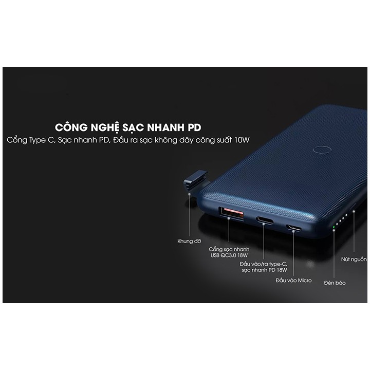 Pin Dự Phòng Không Dây Remax RPP-152 Resu Series 10000mah sạc nhanh Fast Charging