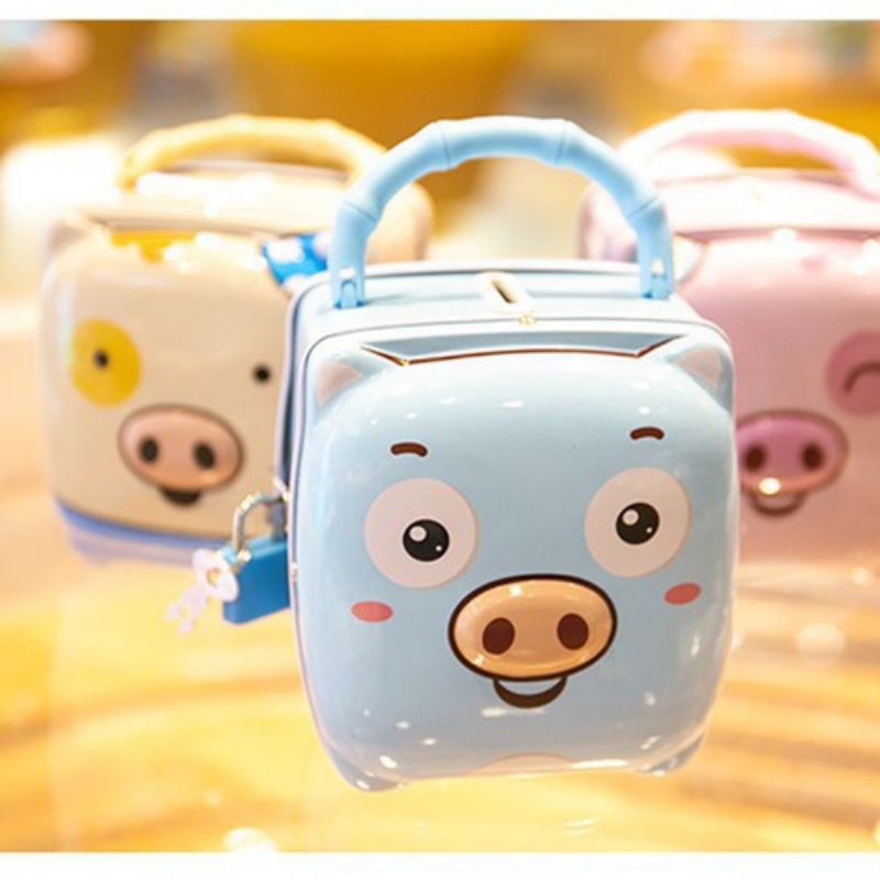 Heo Két Sắt Tiết Kiệm Mini, Có Khóa Kéo Cho Bé