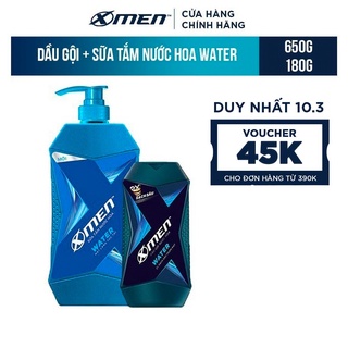 Combo Sữa Tắm X-Men Nước hoa Water 650G+Dầu Gội X-Men Nước hoa Water 180G