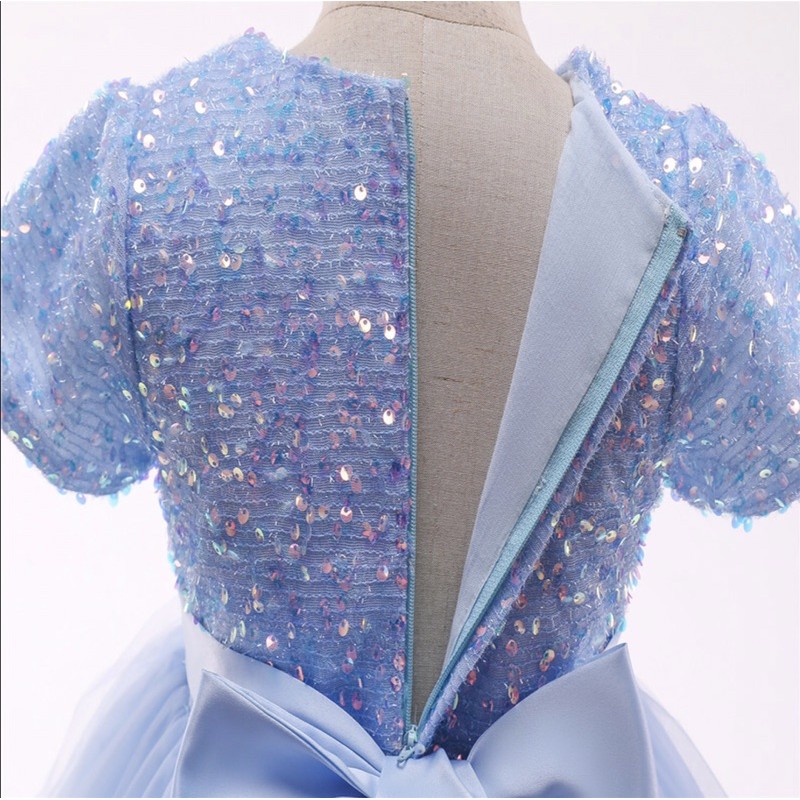 Đầm Công Chúa Cao Cấp Tay Ngắn TiNa’s House: Đính Sepuins vs Phối Nơ... Cho Bé Từ 02-08 Tuổi.