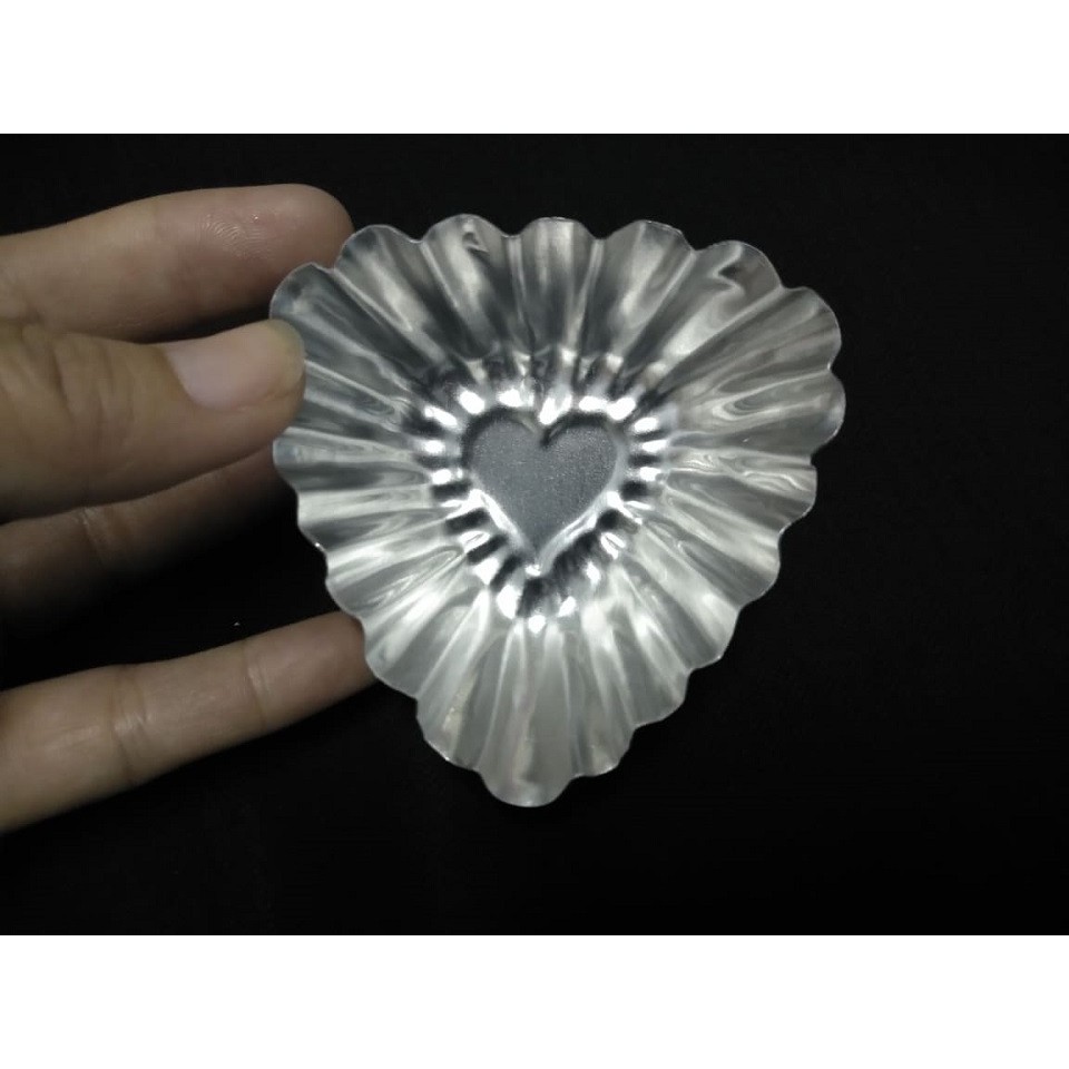 BỘ 50 KHUÔN NHÔM LÀM  BÁNH BÒ BÁNH DA LỢN HÌNH TRÁI TIM 6.5 CM
