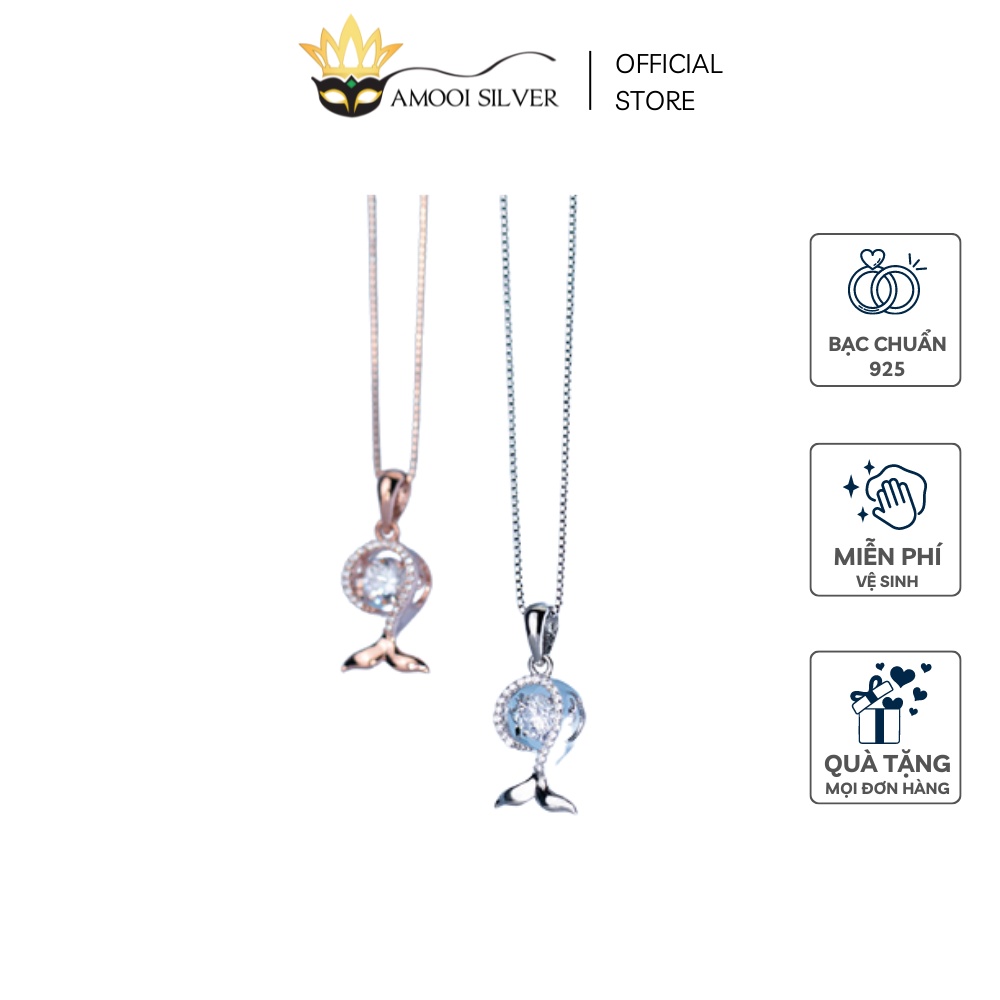 Dây chuyền bạc S925 con cá viên đá rung - Amooi Silver AD167