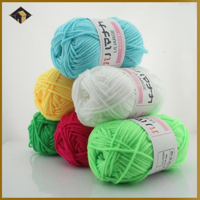 Cuộn len cotton sữa 4 phần dùng đan móc quần áo nhiều màu sắc tuỳ chọn