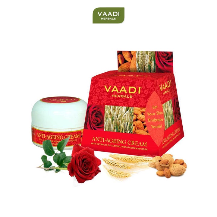 Kem Dưỡng Chống Lão Hóa Vaadi Herbals Anti Ageing Cream 30g Tinh Chất Nha Đam và Dầu Lúa Mì, Hoa Hồng Xuất Xứ Ấn Độ