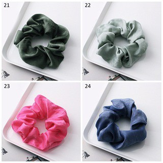 Dây buộc tóc bằng lụa satin màu trơn dễ thương dành cho nữ