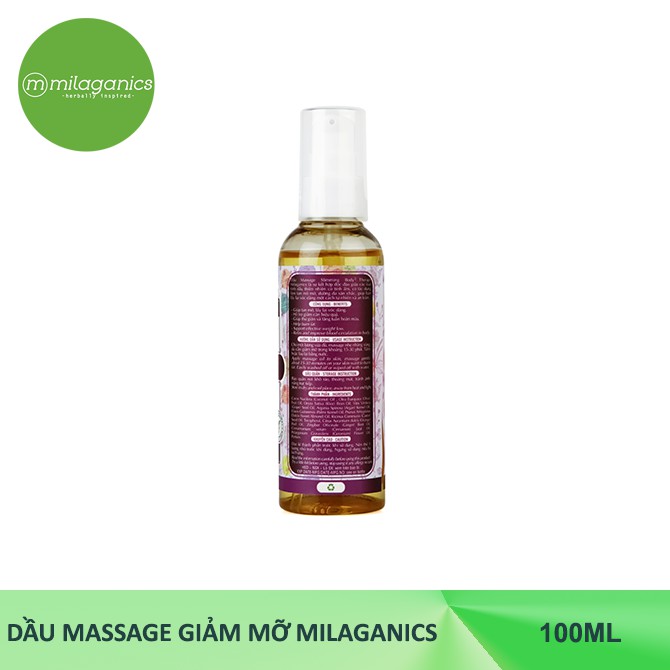 Combo Dầu Massage giảm mỡ 100ml + Gel Nha đam 300ml Milaganics