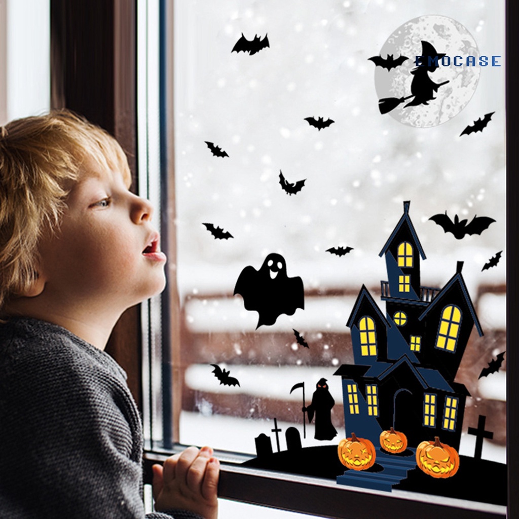 Set 2 / 4 Miếng Dán Kính Cửa Sổ Bằng PVC Trang Trí Tiệc Halloween