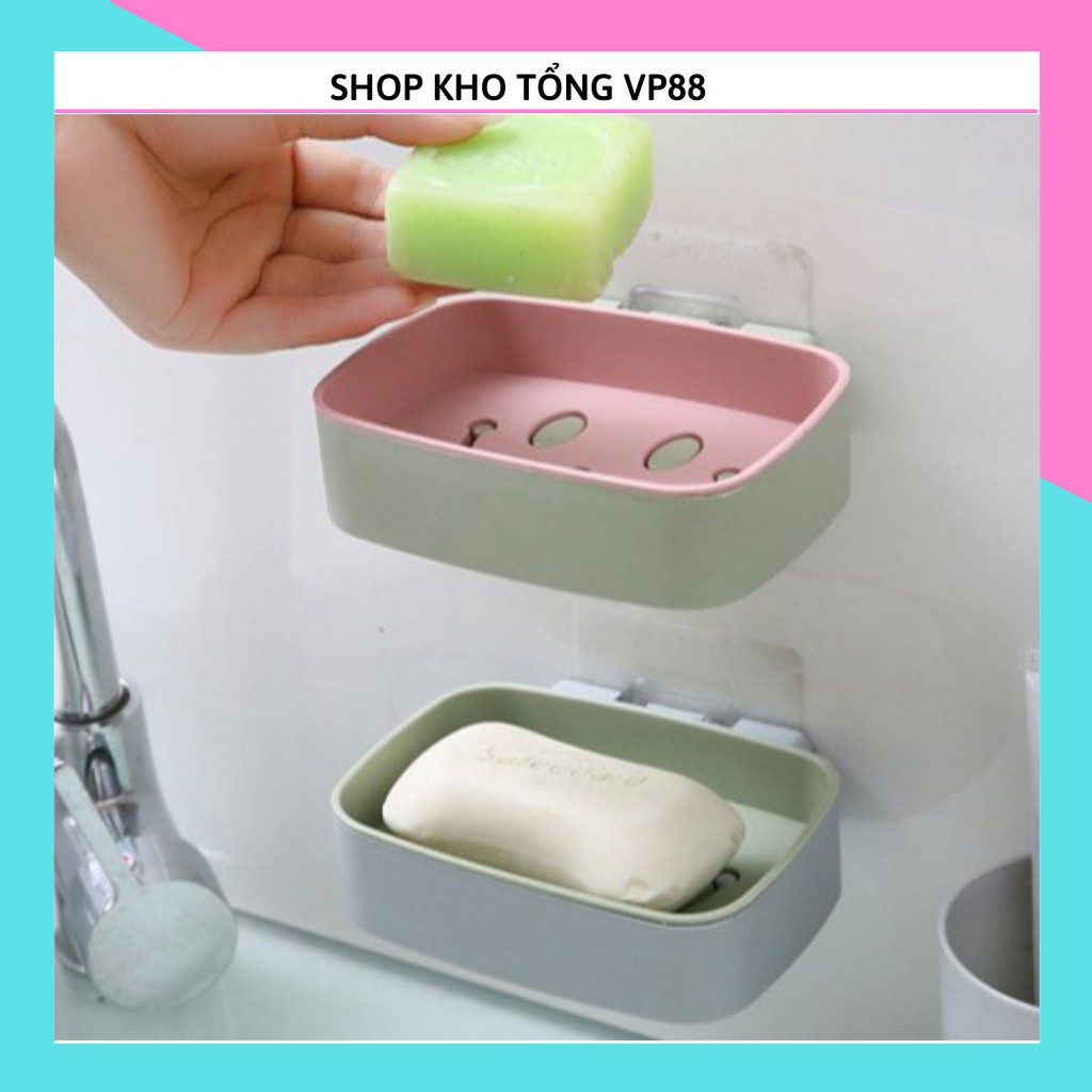 [Loại tốt] - Khay Để Bánh Xà Phòng Dán Tường 2 Lớp Đáy Kín Hình Mặt Cười 88250 SHOP KHO TỔNG VP88