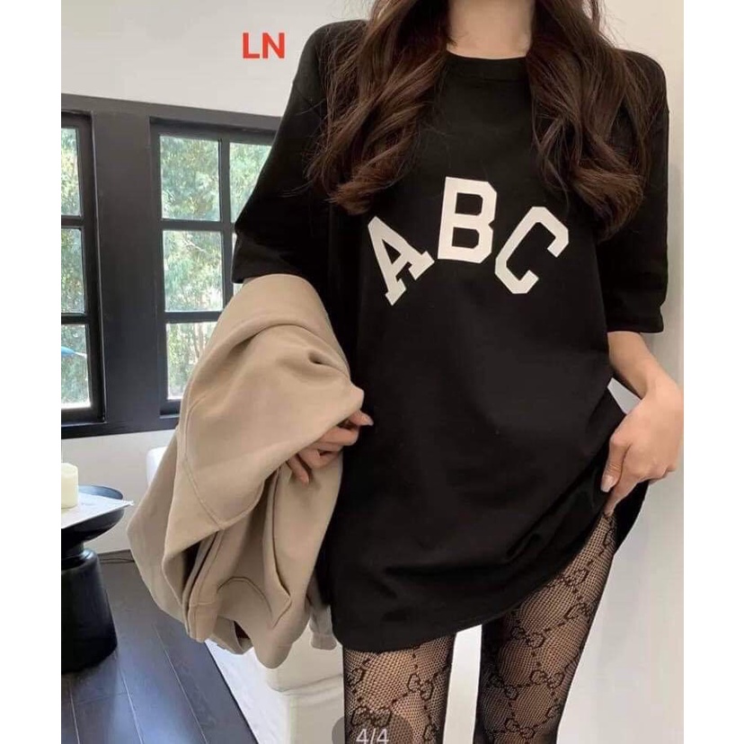 Áo Phong Rộng Nữ A.B.C Chất Cotton Các Màu Siêu Sang, Áo Thun Tay Lỡ Nữ Unisex